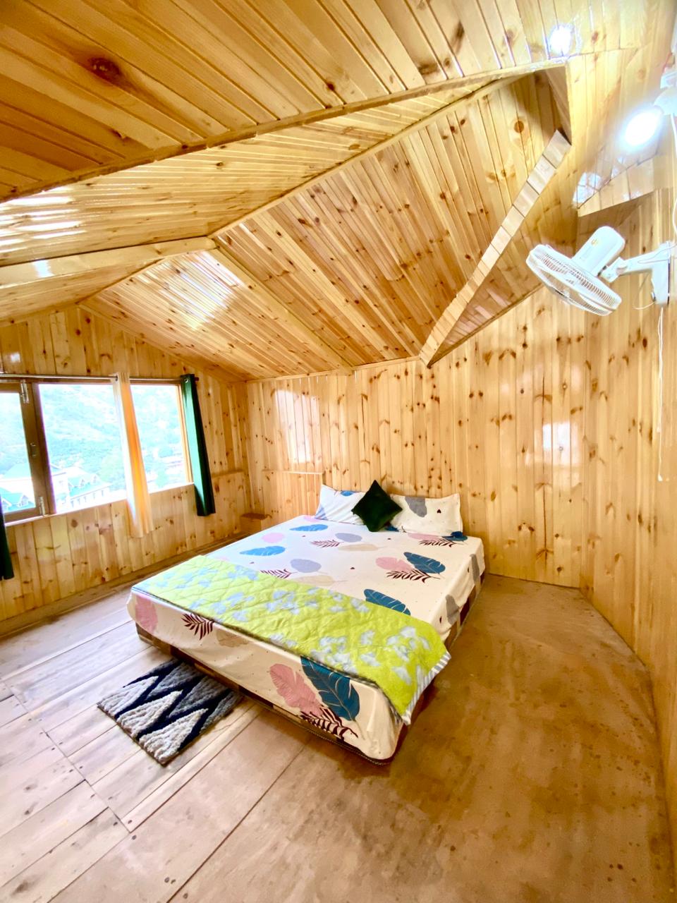Attic Room under the sloped ceiling with valley-facing windows